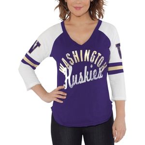 3/4 Sleeve Washington Huskies Raglan Shirt NWOT